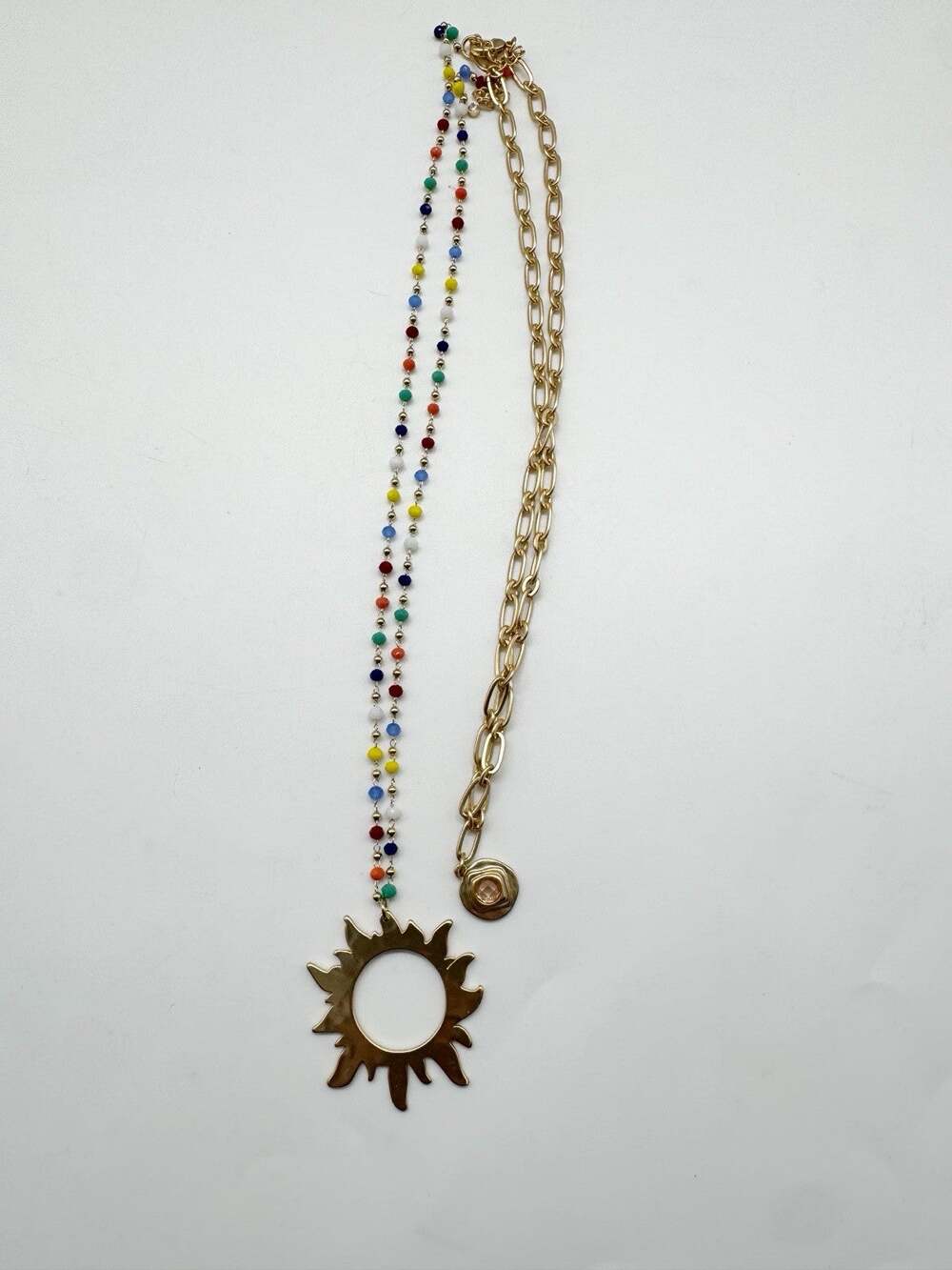 NWOT Natural Life Celestial Sun Colorful Beaded Neckline
